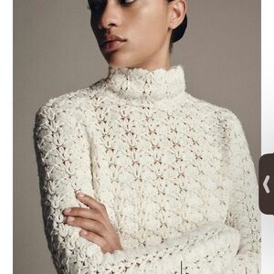 Zara Cream Crochet Long Sleeve Top